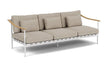 Barlow Tyrie Aura Deep Seating Canapé 3 places accoudoirs teck avec coussins Armature Artic White Stone 3988V Laminé Waterproof 
