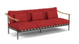Barlow Tyrie Aura Deep Seating Canapé 3 places accoudoirs teck avec coussins Armature Forge Grey Paris Red 3728V Laminé Waterproof 