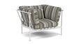 Barlow Tyrie Aura Deep Seating Fauteuil Club lounge accoudoirs alu avec coussins Armature Artic White Quadri Grey 3778V Laminé Waterproof 