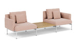 Barlow Tyrie Layout Deep Seating Companion Set - with Low Arms (two 1LYMB1 with low arms et bridging table 2LYB08) - avec coussins Armature Artic White Blush 3965V Laminé Waterproof 