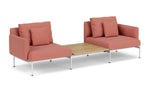 Barlow Tyrie Layout Deep Seating Companion Set - with Low Arms (two 1LYMB1 with low arms et bridging table 2LYB08) - avec coussins Armature Artic White Natte Flamingo 10234V Laminé Waterproof 
