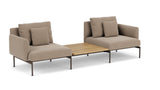 Barlow Tyrie Layout Deep Seating Companion Set - with Low Arms (two 1LYMB1 with low arms et bridging table 2LYB08) - avec coussins Armature Forge Grey Taupe 3729V Laminé Waterproof 