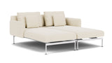 Barlow Tyrie Layout Deep Seating Double Chaise - Double seats et single backs + single low arms - avec coussins Armature Artic White Canvas 5453V Laminé Waterproof 