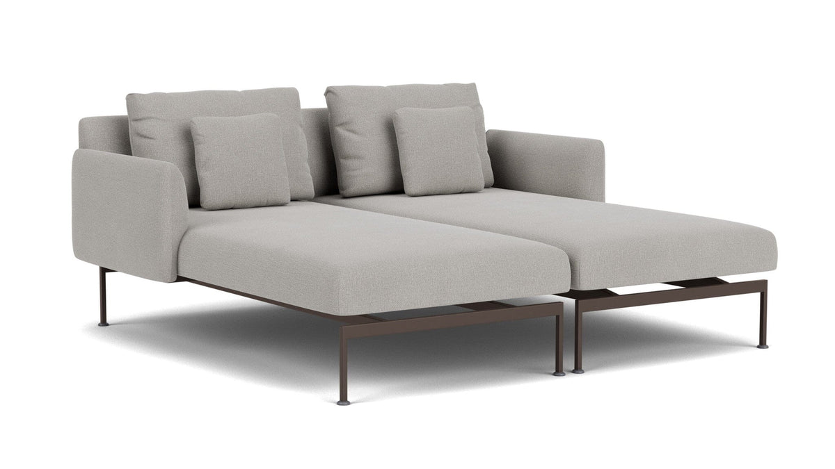 Barlow Tyrie Layout Deep Seating Double Chaise - Double seats et single backs + single low arms - avec coussins Armature Forge Grey Lead Chine 3756V Laminé Waterproof 
