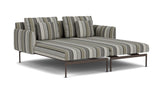 Barlow Tyrie Layout Deep Seating Double Chaise - Double seats et single backs + single low arms - avec coussins Armature Forge Grey Quadri Grey 3778V Laminé Waterproof 