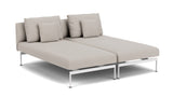 Barlow Tyrie Layout Deep Seating Double Chaise longue - Double seats with single backs - avec coussins Armature Artic White Chalk 10152V Laminé Waterproof 