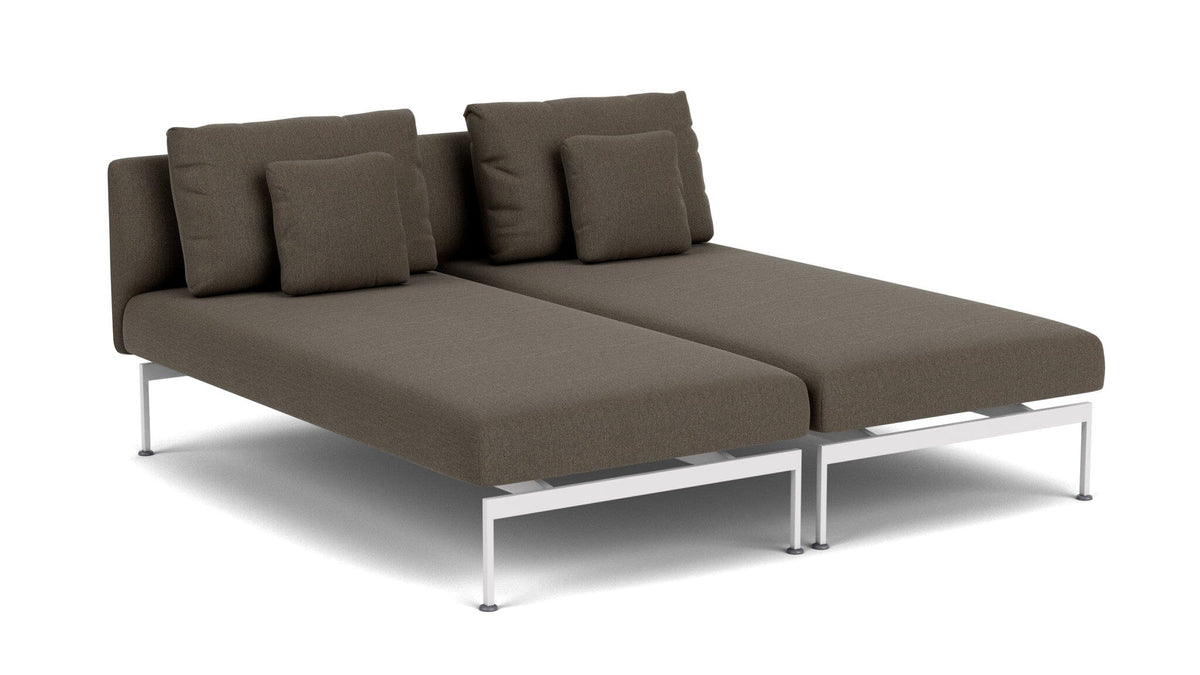 Barlow Tyrie Layout Deep Seating Double Chaise longue - Double seats with single backs - avec coussins Armature Artic White Dark Taupe 10059V Laminé Waterproof 