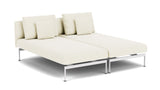 Barlow Tyrie Layout Deep Seating Double Chaise longue - Double seats with single backs - avec coussins Armature Artic White Natural 5404V Laminé Waterproof 