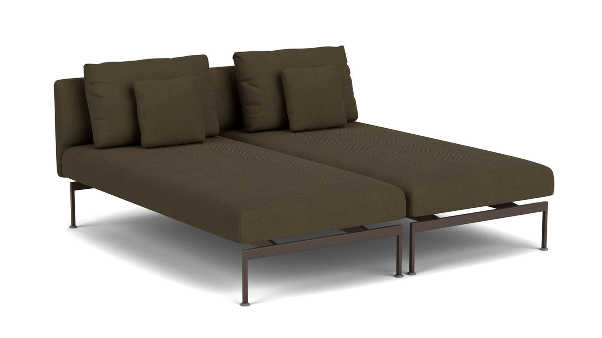 Barlow Tyrie Layout Deep Seating Double Chaise longue - Double seats with single backs - avec coussins Armature Forge Grey Charcoal 3705V Laminé Waterproof 