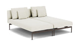 Barlow Tyrie Layout Deep Seating Double Chaise longue - Double seats with single backs - avec coussins Armature Forge Grey Marble 3966V Laminé Waterproof 