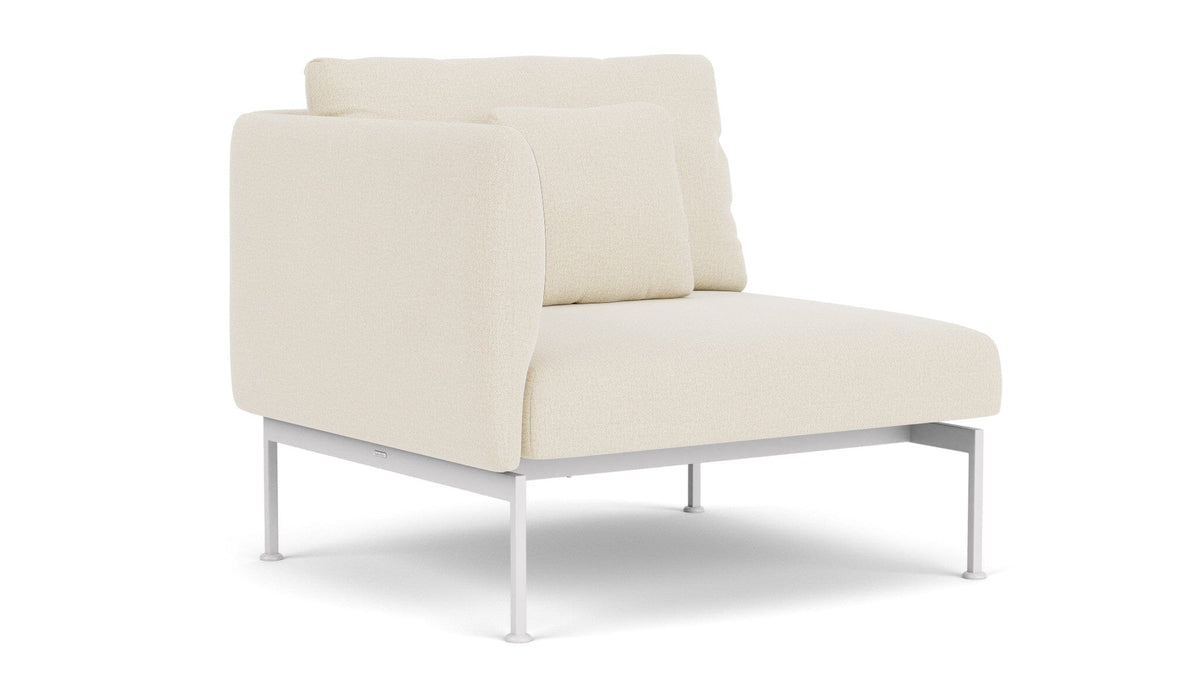 Barlow Tyrie Layout Deep Seating Single Seat - One High Arm - avec coussins Armature Artic White Canvas 5453V Laminé Waterproof 