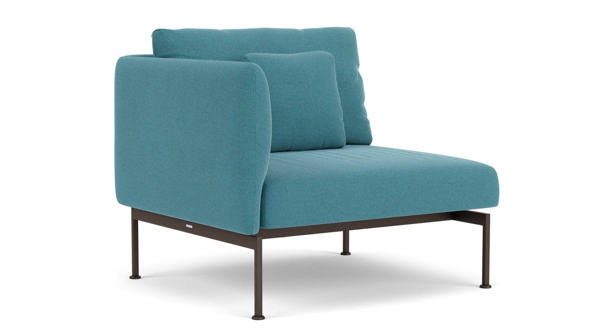 Barlow Tyrie Layout Deep Seating Single Seat - One High Arm - avec coussins Armature Forge Grey Adriatic Blue 3941V Laminé Waterproof 
