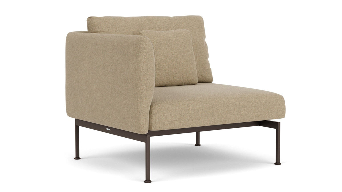 Barlow Tyrie Layout Deep Seating Single Seat - One High Arm - avec coussins Armature Forge Grey Heather Beige 5476V Laminé Waterproof 