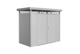Biohort HighLine Abri de jardin H1 (275x155cm, H:222cm) Double porte Argent métallique