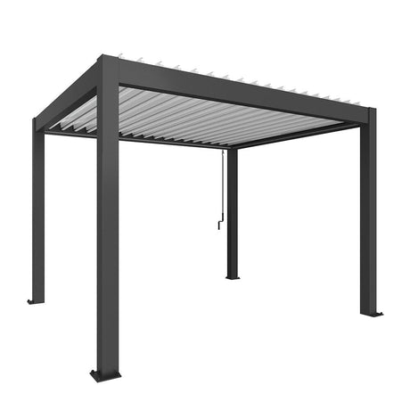 Biohort Pergola Pavillon Bioclimatique 3.5x3 (367.5x312cm H:264cm) Gris foncé métallique Blanc