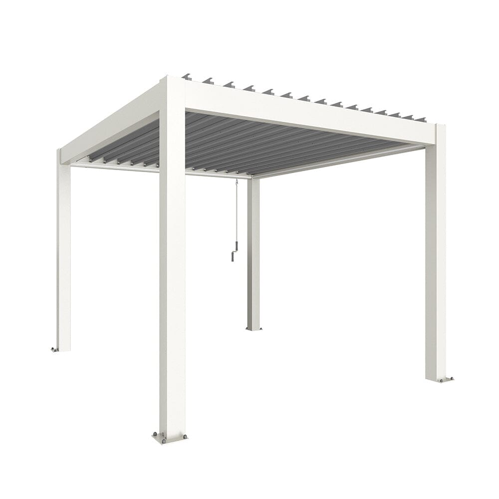 Biohort Pergola Pavillon Bioclimatique 3x3.5 (312x367.5cm H:264cm) Blanc Argent métallique