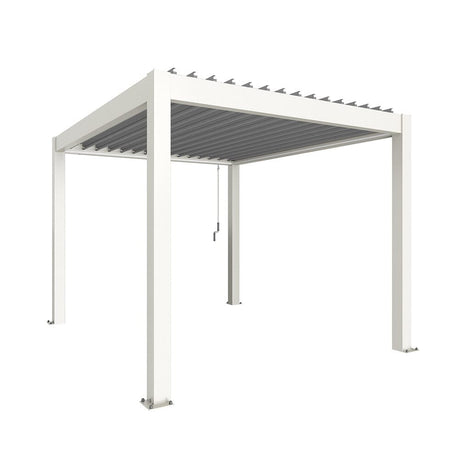 Biohort Pergola Pavillon Bioclimatique 3x3.5 (312x367.5cm H:264cm) Blanc Argent métallique