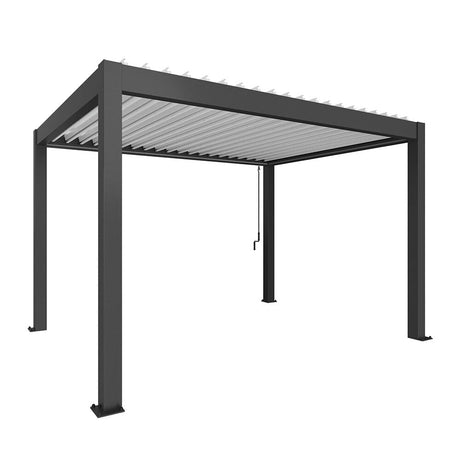 Biohort Pergola Pavillon Bioclimatique 4x3 (404x312cm H:264cm) Gris foncé métallique Blanc
