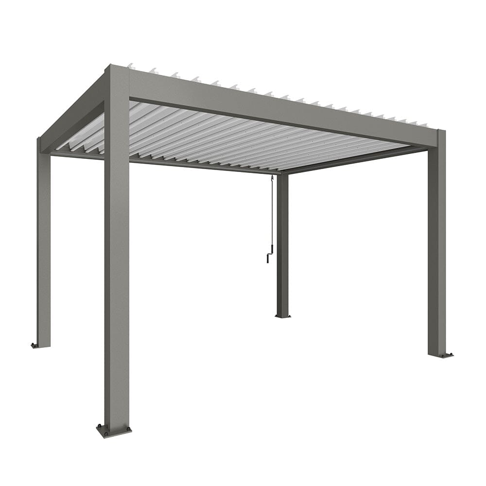 Biohort Pergola Pavillon Bioclimatique 4x3 (404x312cm H:264cm) Gris quartz métallique Blanc
