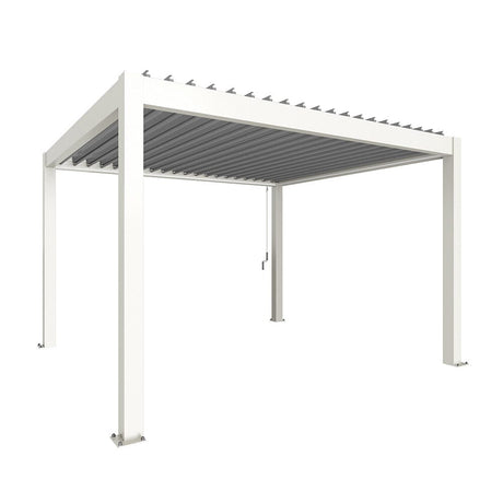 Biohort Pergola Pavillon Bioclimatique 4x3.5 (404x367.5cm H:264cm) Blanc Argent métallique