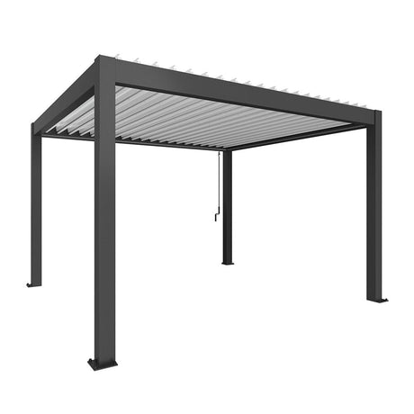 Biohort Pergola Pavillon Bioclimatique 4x3.5 (404x367.5cm H:264cm) Gris foncé métallique Blanc