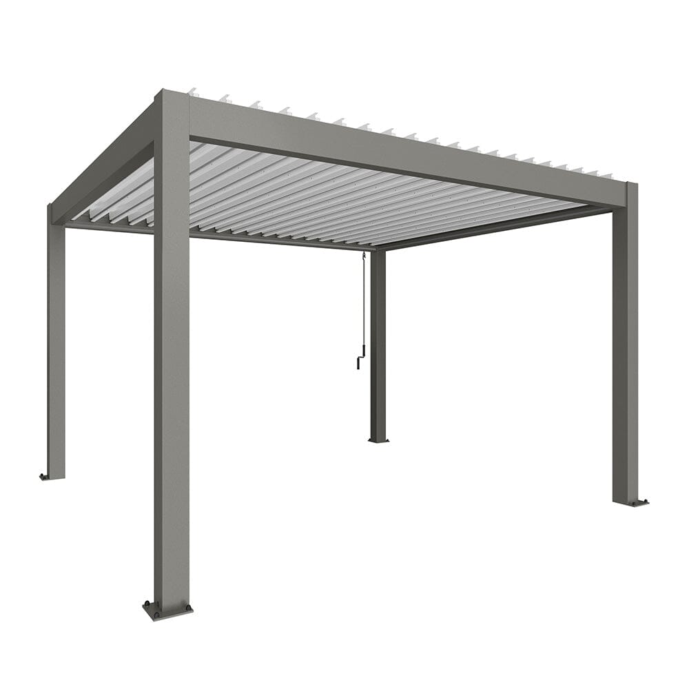Biohort Pergola Pavillon Bioclimatique 4x3.5 (404x367.5cm H:264cm) Gris quartz métallique Blanc