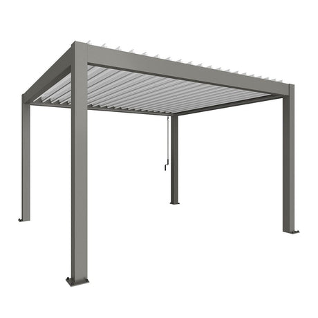 Biohort Pergola Pavillon Bioclimatique 4x3.5 (404x367.5cm H:264cm) Gris quartz métallique Blanc