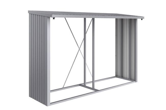 Biohort Woodstock Abri bûches 300 (301x102cm, H:199cm) Argent métallique 