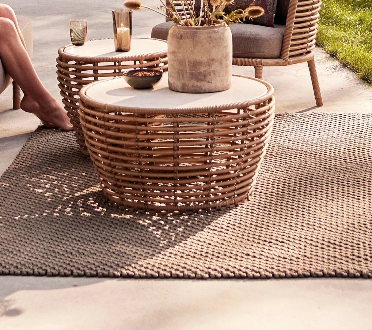 Cane-line Basket Structure Table basse Ø95cm, Plateau en sus (53202) 