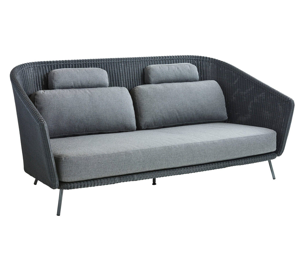 Cane-line Mega Canapé 2 places, coussins inclus (55102) Graphite (Résine tressée, Weave) armature Grey Cane-line Soft Touch 
