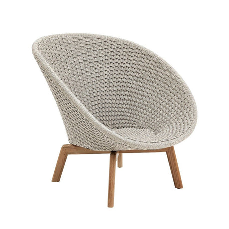 Cane-line Peacock Rope Fauteuil Club Lounge avec pieds en teck (5458), coussins non inclus Sand (Cordes Soft Rope) 
