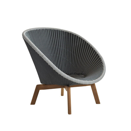 Cane-line Peacock Weave Fauteuil Club Lounge avec pieds en teck (5458), coussins non inclus Grey/Light Grey (Résine tressée Weave) 