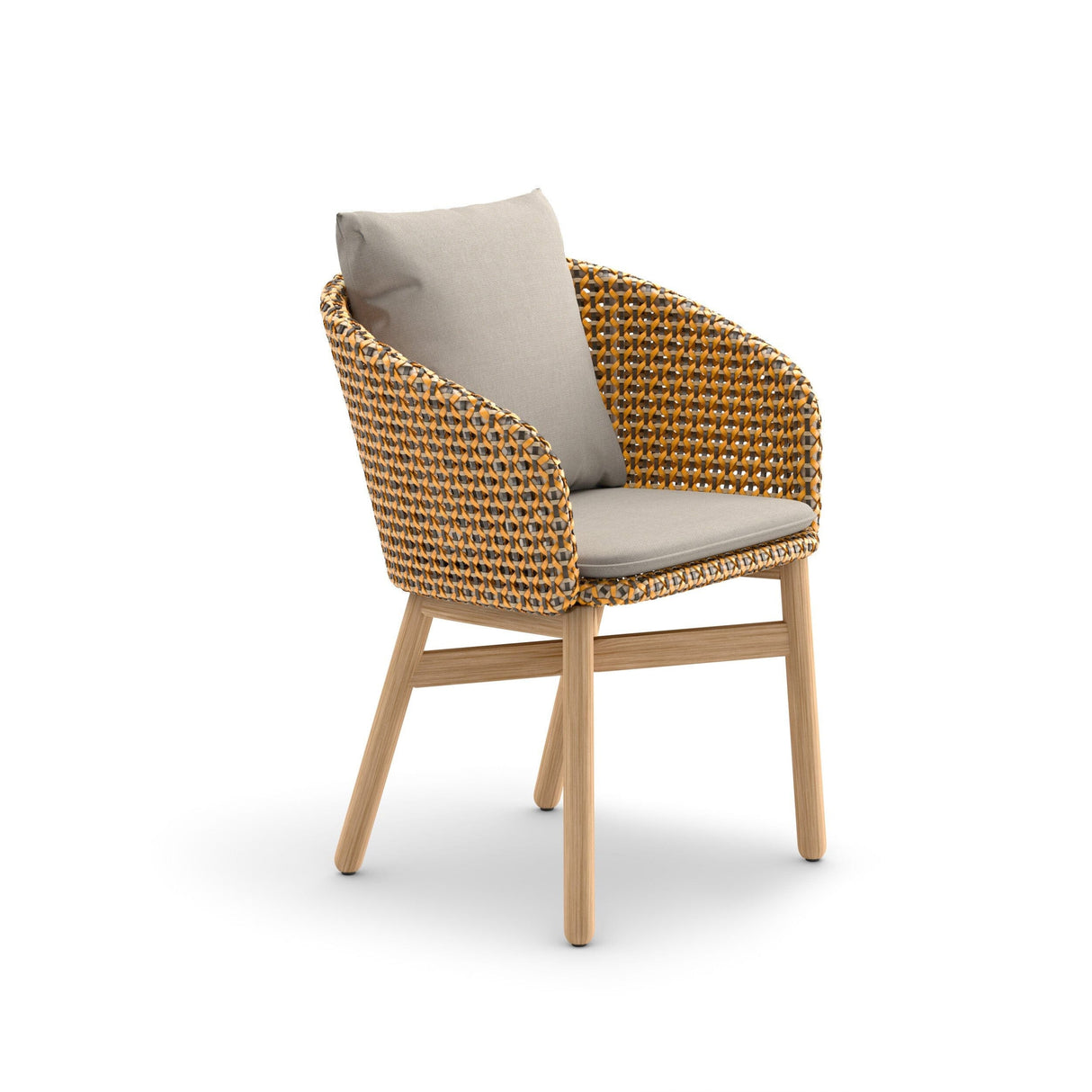 Dedon Mbrace Fauteuil repas avec Teak Base, Coussins en sus Seville 142 