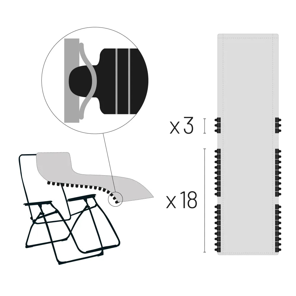 Lafuma Kit Toile de rechange pour Fauteuil Relax RClip RT Batyline - Largeur 48cm