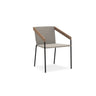 Ethimo Allaperto Bistrò Fauteuil repas Aluminium Coffee Brown + Natural Teak + Rope Grey 