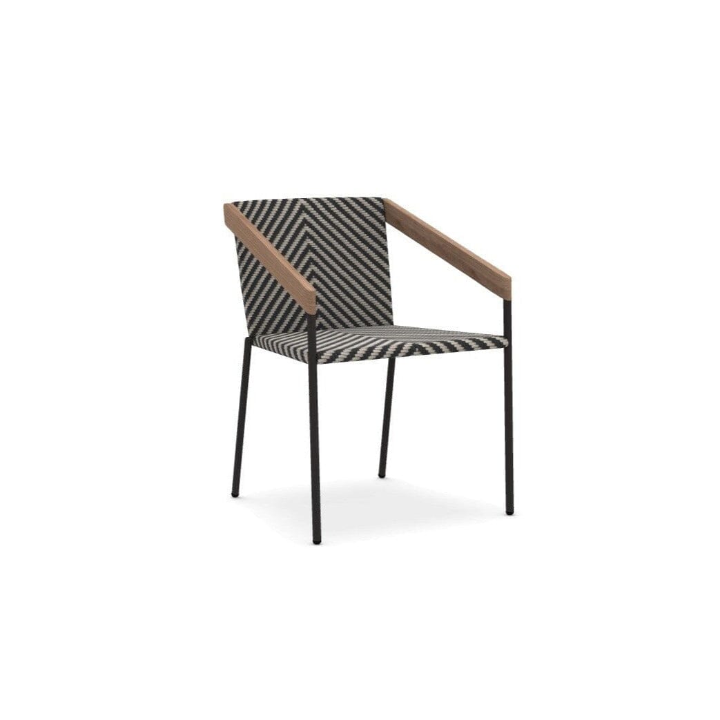Ethimo Allaperto Bistrò Fauteuil repas Aluminium Coffee Brown + Natural Teak + Rope Light Grey/Dark Grey 