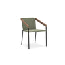 Ethimo Allaperto Bistrò Fauteuil repas Aluminium Coffee Brown + Natural Teak + Rope Light Grey/Olive Green 