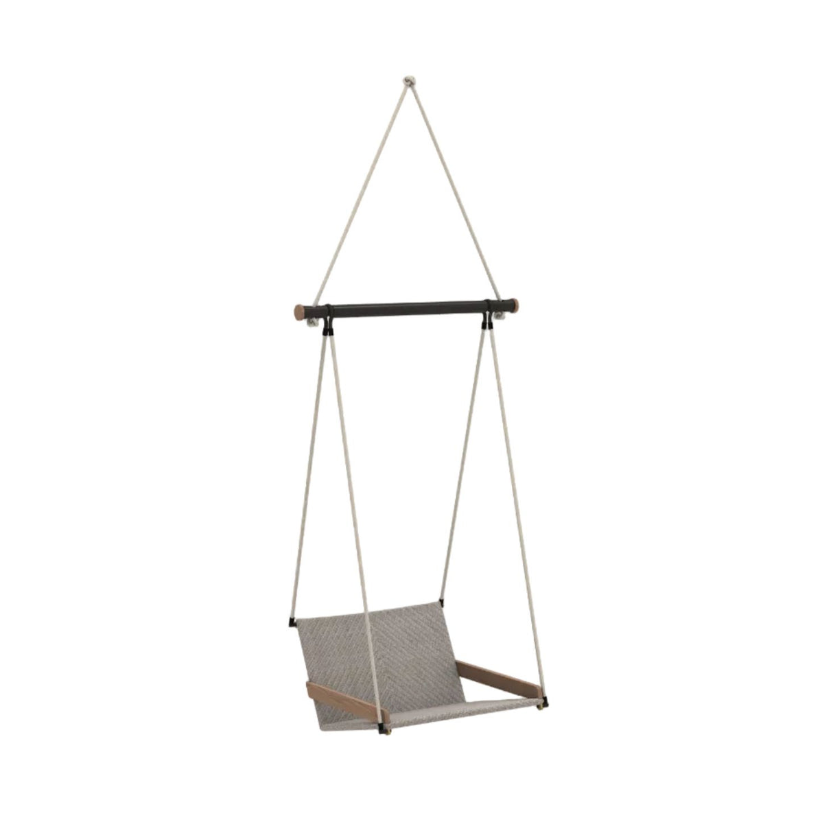 Ethimo Allaperto Nautic Fauteuil suspendu balancelle Coffee Brown + Natural Teak Flat Rope Grey 