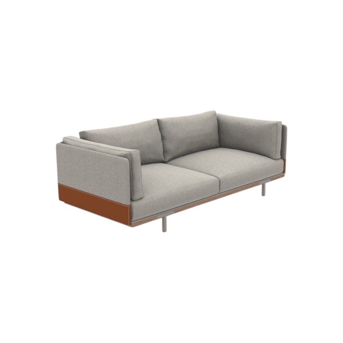 Ethimo Baia Canapé XL Alu Silver + Teak Linen / Faux Leather 