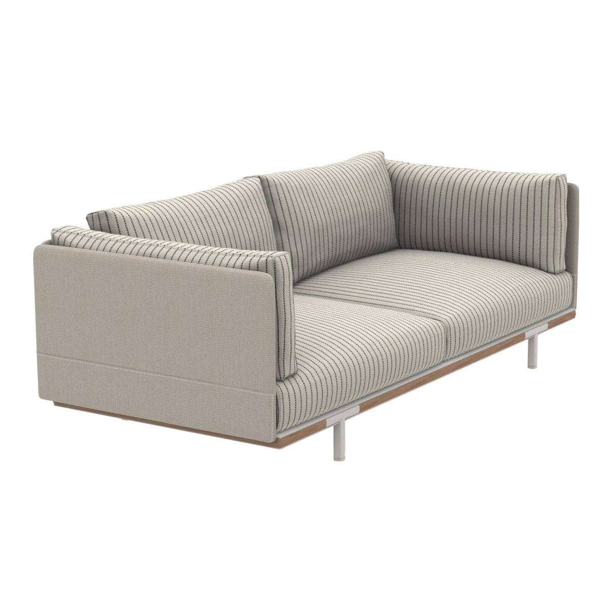 Ethimo Baia Canapé XL avec coussins Alu Limestone White + Teak Navy / Maiorca 