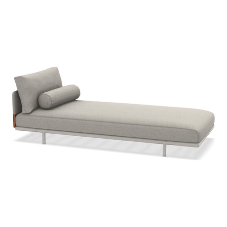 Ethimo Baia Chaise longue avec coussins Alu Limestone White Linen-leather 