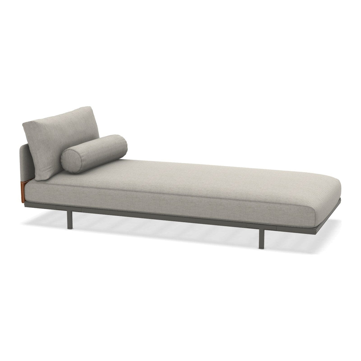 Ethimo Baia Chaise longue avec coussins Alu Mud Grey Linen-leather 
