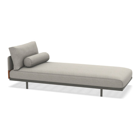 Ethimo Baia Chaise longue avec coussins Alu Mud Grey Linen-leather 