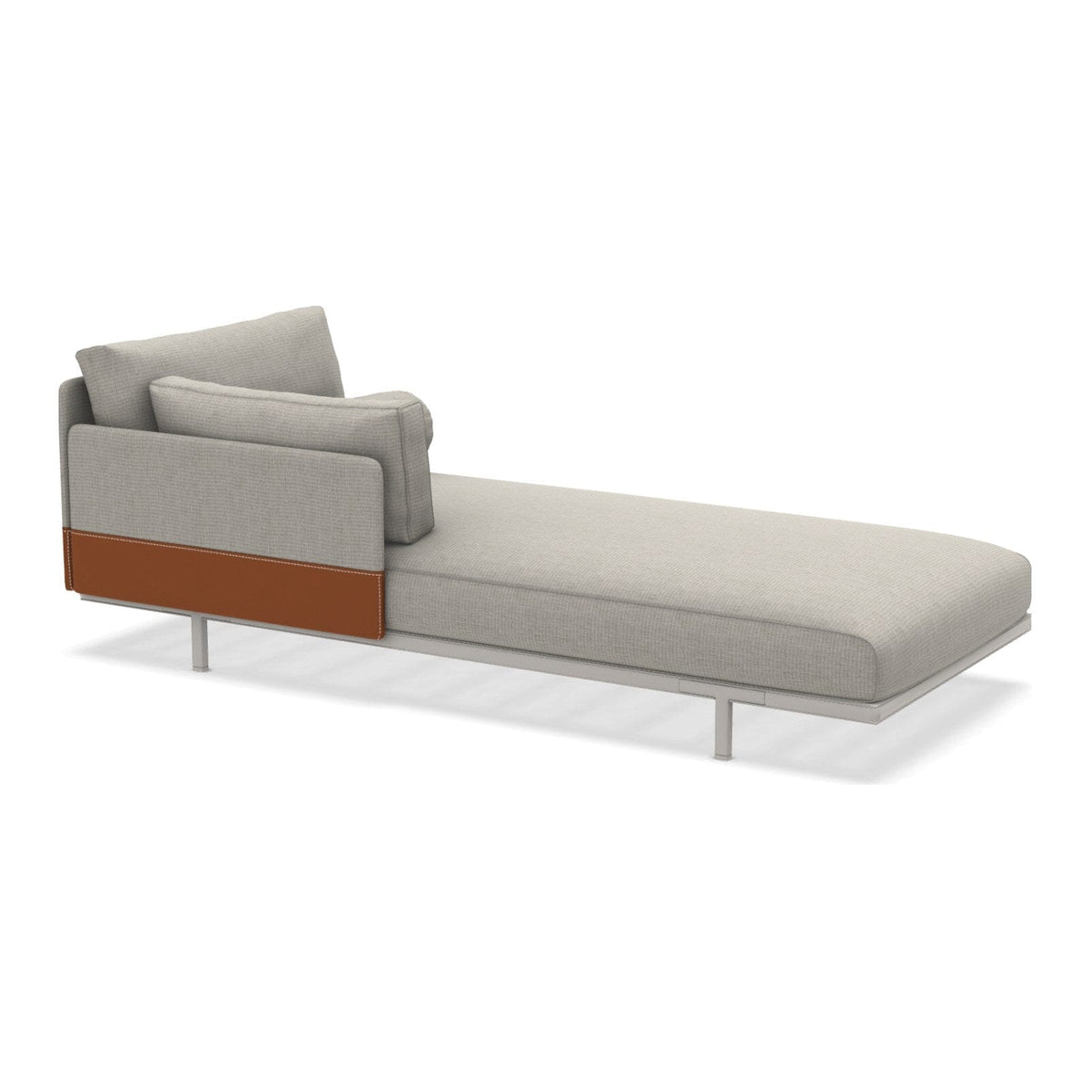 Ethimo Baia Daybed Méridienne gauche/droite avec coussins Alu Limestone White Linen / Faux Leather Droit