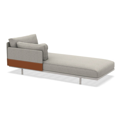 Ethimo Baia Daybed Méridienne gauche/droite avec coussins Alu Limestone White Linen / Faux Leather Droit