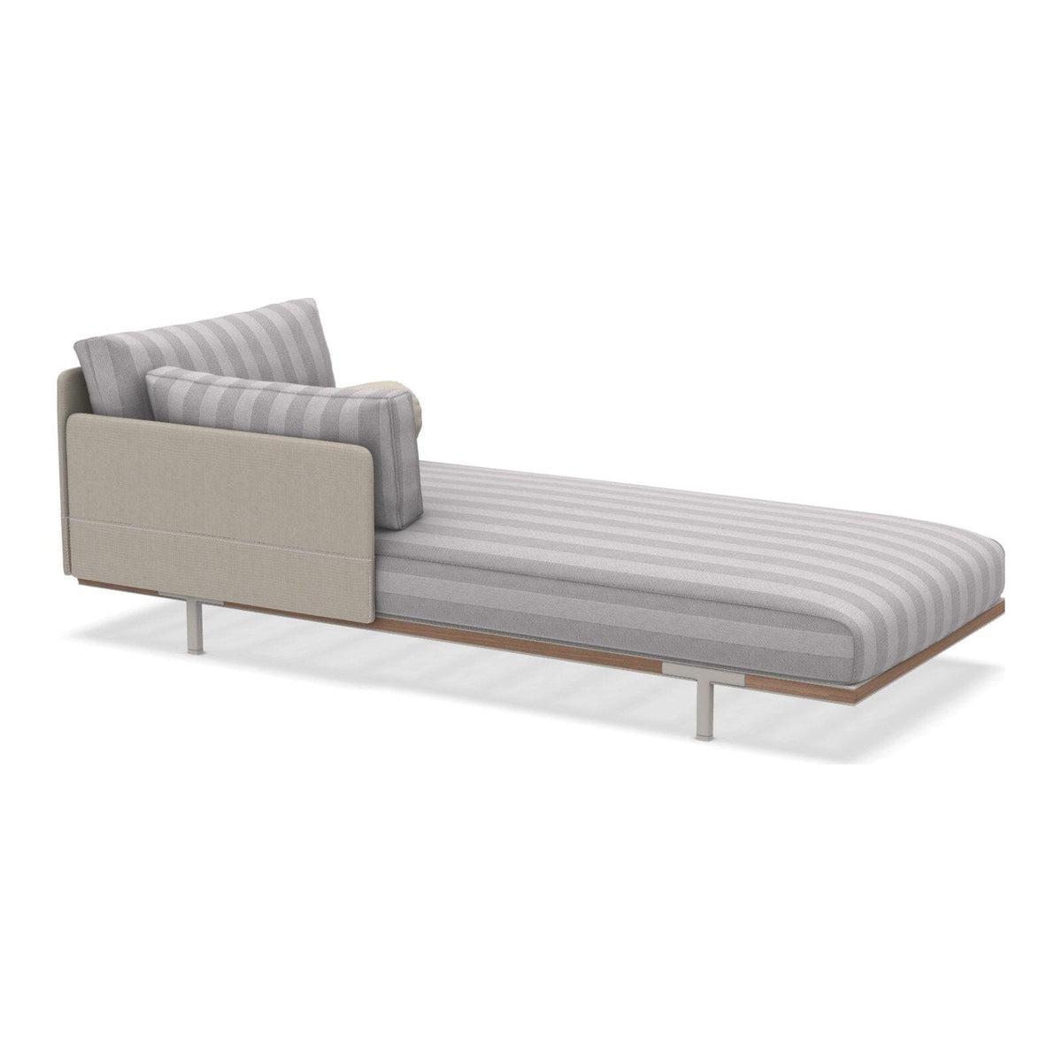 Ethimo Baia Daybed Méridienne gauche/droite avec coussins Alu Limestone White + Teak Cruise / Maiorca Droit