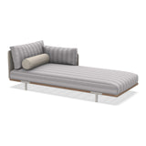 Ethimo Baia Daybed Méridienne gauche/droite avec coussins Alu Limestone White + Teak Cruise / Maiorca Gauche