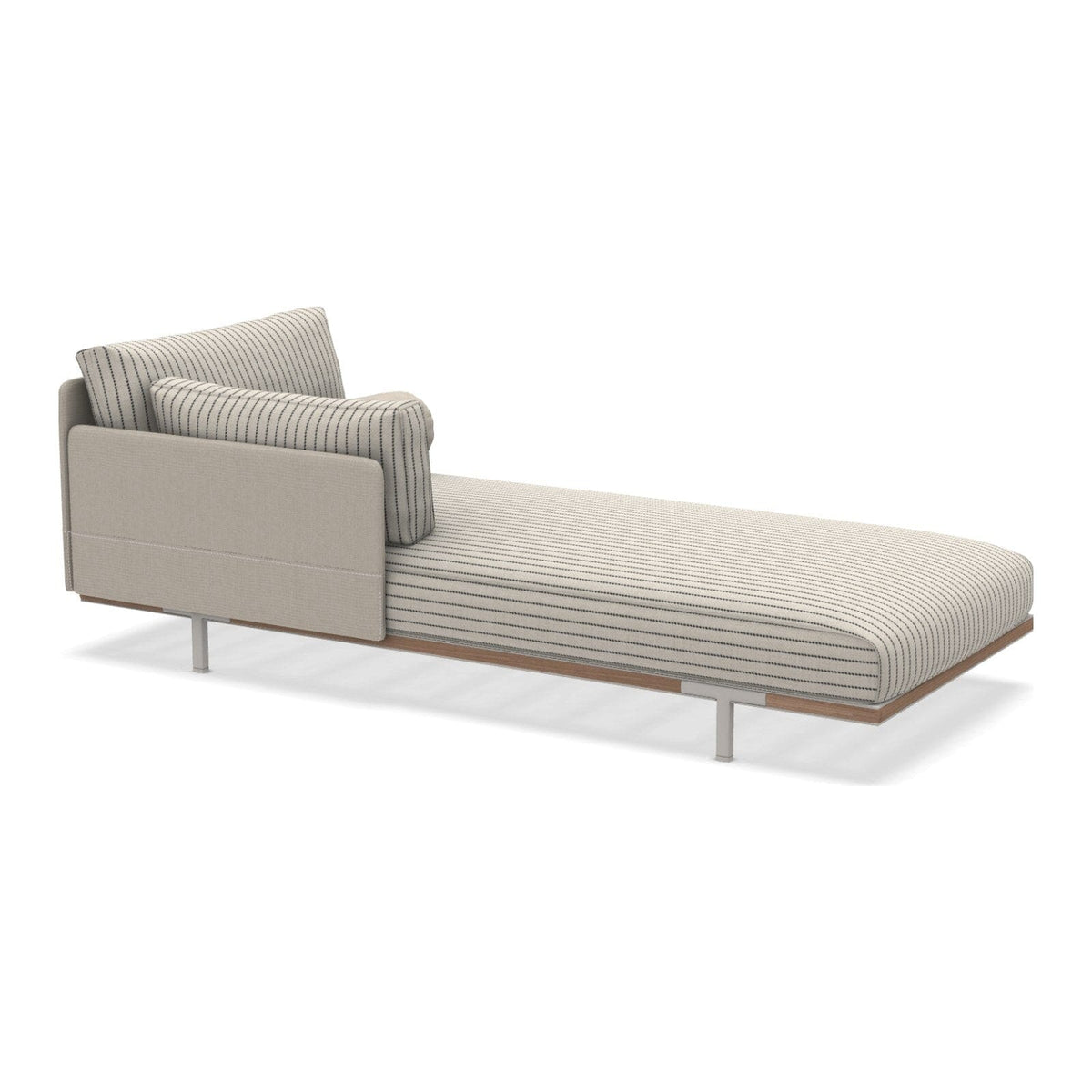 Ethimo Baia Daybed Méridienne gauche/droite avec coussins Alu Limestone White + Teak Navy / Maiorca Droit
