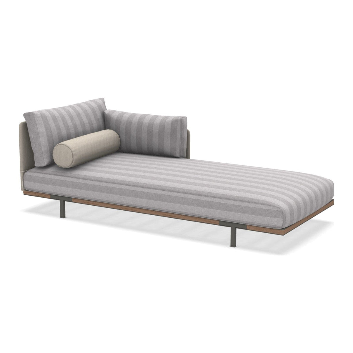 Ethimo Baia Daybed Méridienne gauche/droite avec coussins Alu Mud Grey + Teak Cruise / Maiorca Gauche