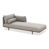 Ethimo Baia Daybed Méridienne gauche/droite avec coussins Alu Mud Grey + Teak Linen / Faux Leather Gauche